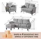 4 Piece Modern Corduroy Sofa Set, L-Shaped Sectional Couch - Image 2