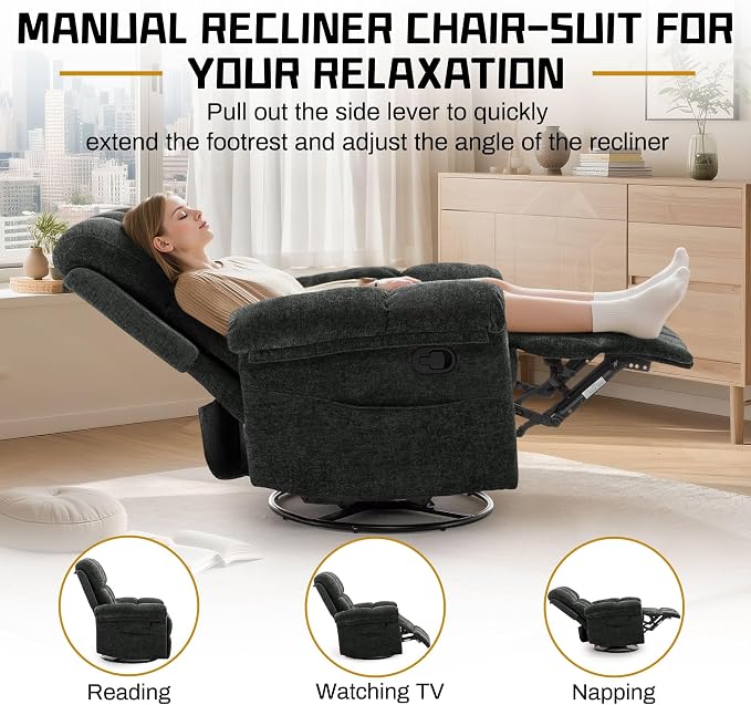 Korser Recliner Chair, Swivel Rocker Recliner Chair - Image 4