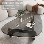35.8" Modern Coffee Table, Triangle Tempered Glass & Sturdy Solid Legs - Image 5