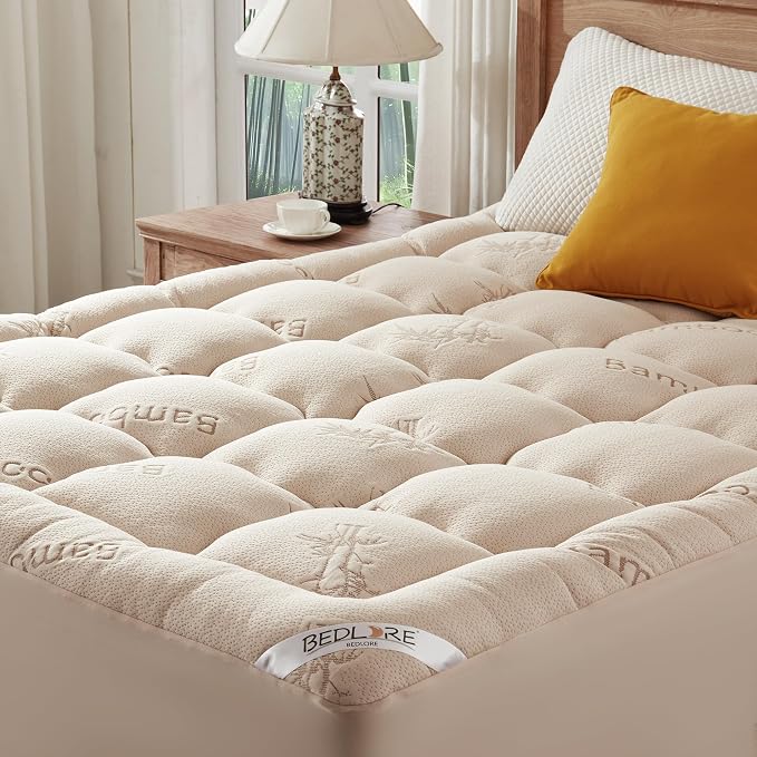 BEDLORE Queen Mattress Topper Viscose Derived from Bamboo, Thick Pillow Top by Bedlore