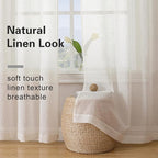 Simplebrand Natural Linen Textured Sheer Curtains 72 inches Long 2 Panels - Image 3