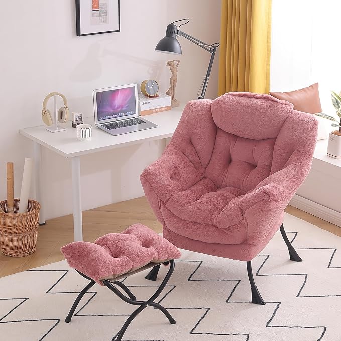 Tiita Lazy Chair with Ottoman, Comfy Leisure Sofa Reading Chair with Footrest - Image 8