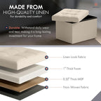 Ornavo Home Small Storage Ottoman Foldable Collapsible Rectangle Linen Ottoman - Image 4