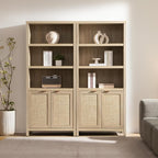 SICOTAS Bookcase 71" Tall Bookshelf 5 Tier Rattan Boho Bookcase - Image 3