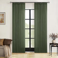 80 Inches Long Olive Green Pinch Pleat Thick Linen Curtains by Twodrapes