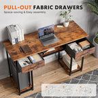 Sweetcrispy Desk with Fabric Drawers, Computer Office 48 Inch Gaming Writing - Image 4