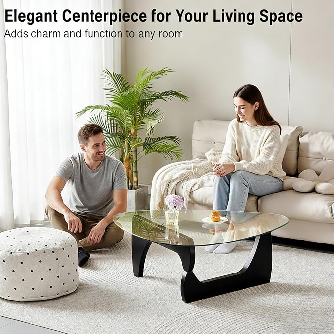Modern Coffee Table for Living Room, 35.8" Minimalist Black Center Table - Image 3