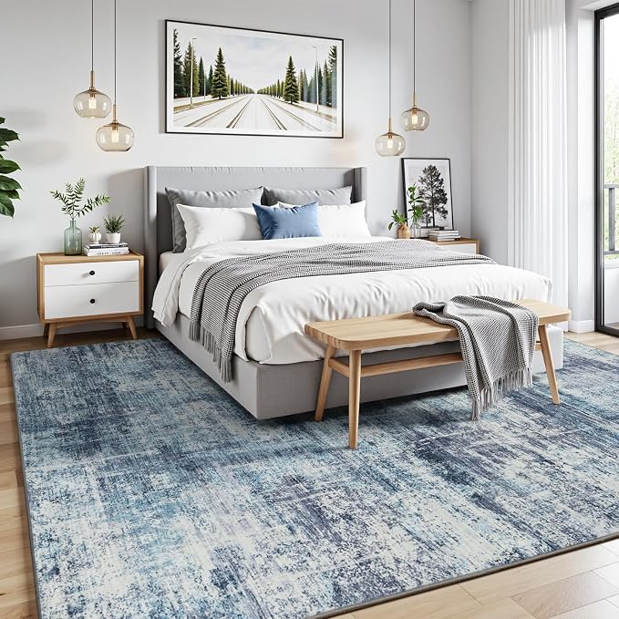 8x10 Area Rug for Living Room, Abstract Washable Non-Slip Large Rugs, Dining - Image 2