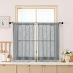 Chyhomenyc Charcoal Grey Semi Sheer Curtains 36 Inch Length, Light Filtering by Chyhomenyc