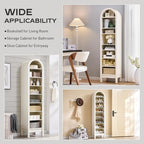 IFGET 71" Tall Arched Bookshelf, 8 Tiers Arch Bookcase - Image 5