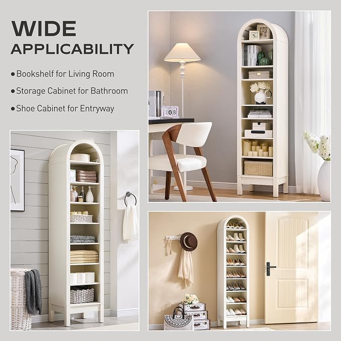 IFGET 71" Tall Arched Bookshelf, 8 Tiers Arch Bookcase - Image 5