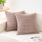 Pack of 2 Corduroy Decorative Throw Pillow Covers 24x24 Inch, Light Brown | by Unknown
