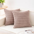 Pack of 2 Corduroy Decorative Throw Pillow Covers 16x16 Inch, Light Brown | by Unknown