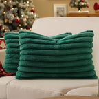 decorUhome Fall Faux Fur Throw Pillow Covers 12x20 Set of 2 Christmas Green | by decorUhome