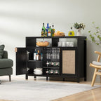 SICOTAS Rattan Coffee Bar Cabinet, Modern Liquor Cabinet - Image 8