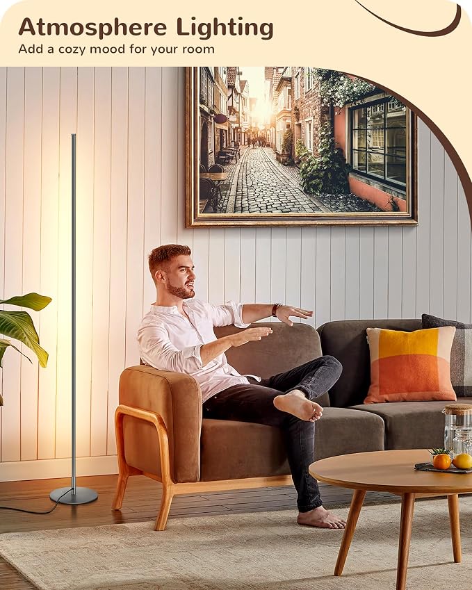 EDISHINE LED Corner Floor Lamp, Minimalist Dimmable Light - Image 5