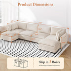 Vesgantti 143" U Shaped Sectional Modular Couch, Comfy Corduroy Upholstered - Image 2