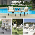 Idzo Heavy Duty 500lbs Weight Capacity Wicker Bistro Table and Chairs Set of 2 - Image 7