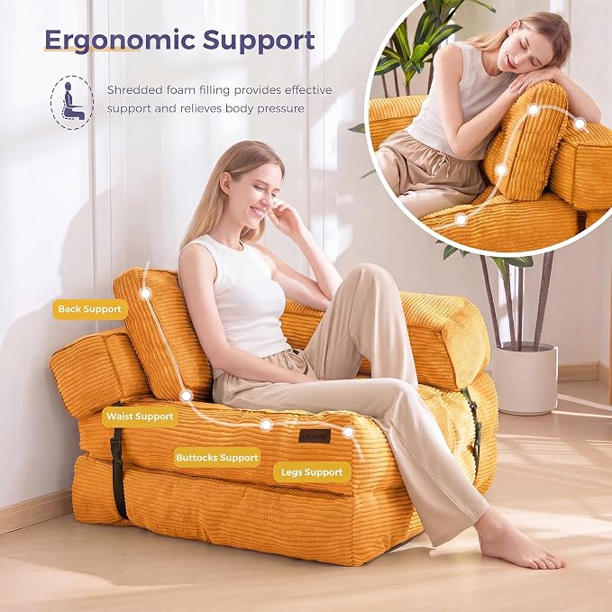 MAXYOYO Folding Sofa Bed, L-Shaped Convertible Sofa Bed Foldable Sleeper - Image 5