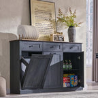 IFGET Triple Tilt Out Trash Can Cabinet, 20 Gallon Farmhouse Laundry Hamper - Image 7