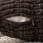 MIULEE Corduroy Decorative Throw Pillow Covers 16x16 Dark Brown Pack of 2 | - Image 7