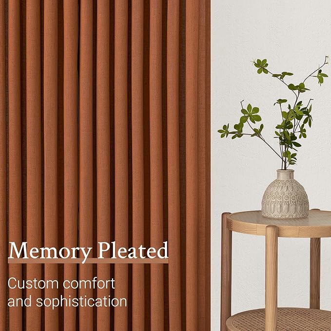 Topfinel Terracotta Pinch Pleated Sheer Curtains Panels - Image 4