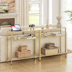 HOOBRO 29.5" Narrow Console Table, 3-Tier Tempered Glass Sofa Table, Modern - Image 4