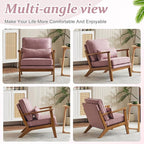 VINGLI Solid Wood Wide Armrests Accent Chair, Upholstered Mid Century Modern - Image 8