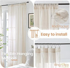 BGment 36 Inch Length Oatmeal Linen Curtains - Image 6