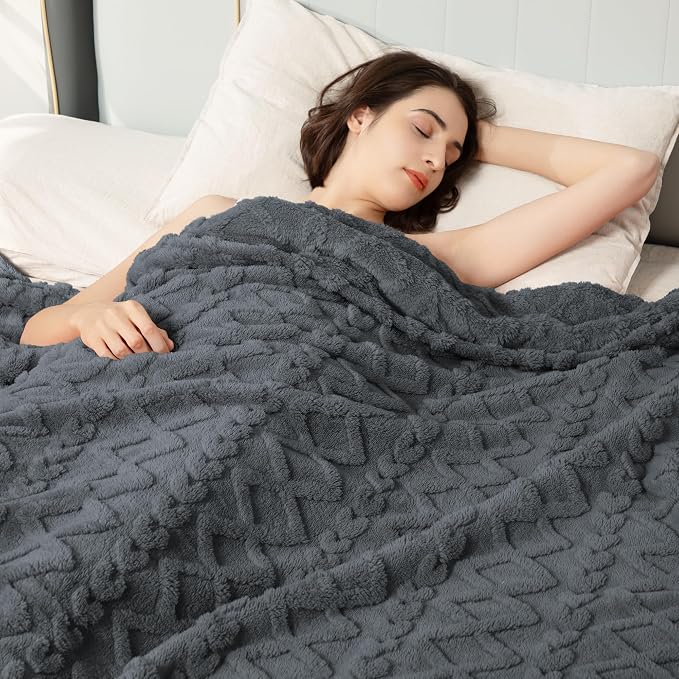 Aganear Fleece Throw Blanket for Bed Couch 90"x108" Grey | Lightweight Fuzzy - Image 2