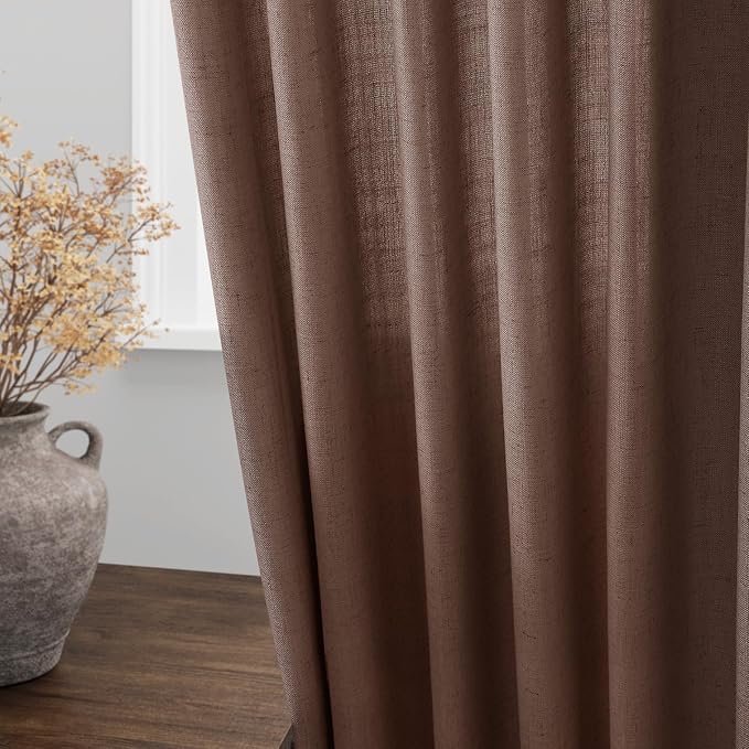 Mocha Mousse Curtains 108 Inches Long 2 Panels Set Back Tab Loop Pocket Linen - Image 4