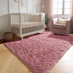Blush Rugs for Living Room Bedroom, Fluffy 5x8 Bedside Area Rug, Soft Plush - Image 7