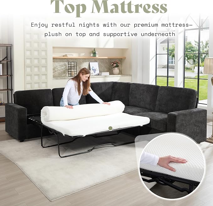 AMERLIFE 106" Oversized Sofa Bed, Sectional Sleeper Sofa - Image 7