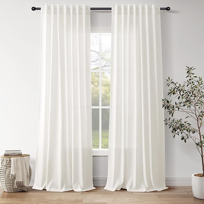 Neutral Linen Curtains 120 Inches Long by Nanspring