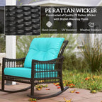 Outsunny Wicker Outdoor Rocking Chair Set, 3 Piece Patio Furniture Set - Image 4