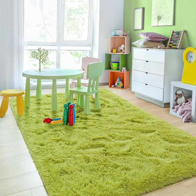 9x12 Extra Large Green Fluffy Area Rug Non-Slip - Image 5