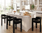 HNY 26 Inch Modern Tall Barrel Bar Stools Set of 4, Velvet Upholstered Barstools - Image 7