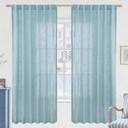 Stone Blue 72 inch Linen Textured Curtains by LAMIT