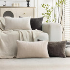 Set of 4 Soft Textured Decorative Throw Pillow Covers 12X20 Inch Cozy Farmhouse by Cozoomy