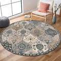 Lahome Moroccan Washable Round Rugs, Soft Vintage Round Rug 4ft | Distress by Lahome
