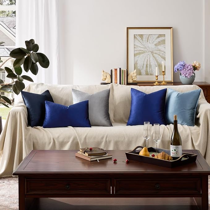 GIGIZAZA Royal Blue Velvet Throw Pillow Covers 18x18 Pack of 2 | Decorative - Image 8