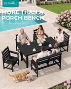 SERWALL Outdoor Bench, All Weather HDPE Outdoor Benches, 2-Person Armless Porch - Image 7