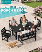 SERWALL Outdoor Bench, All Weather HDPE Outdoor Benches, 2-Person Armless Porch - Image 7