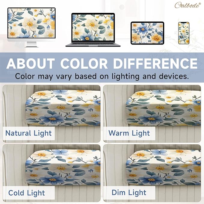 CALBODE 12 Pcs Stretch Outdoor Seat Cushion Covers, Spring Bloom | Washable - Image 7