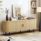 63" TV Stand with Power Outlet, Modern Media Console with Sliding Doors - Image 4
