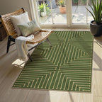 Lahome Green 3x5 Outdoor Rug for Entryway, Rhombus Easy Jute Frotn Porch Rug | by Lahome