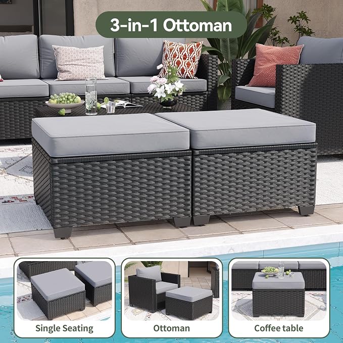 Aoxun 7 Piece Outdoor Patio Furniture Set 6 Seats, Outdoor Sectional - Image 5
