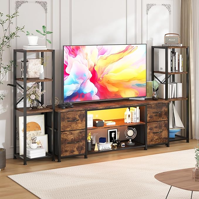 LED TV Stand Bookshelf Combo by CREATEDFORSMARTHOMES