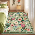 RELEANY Floral Washable 4x6 Area Rugs LightGreen | Flower Carpet Print Boho - Image 9