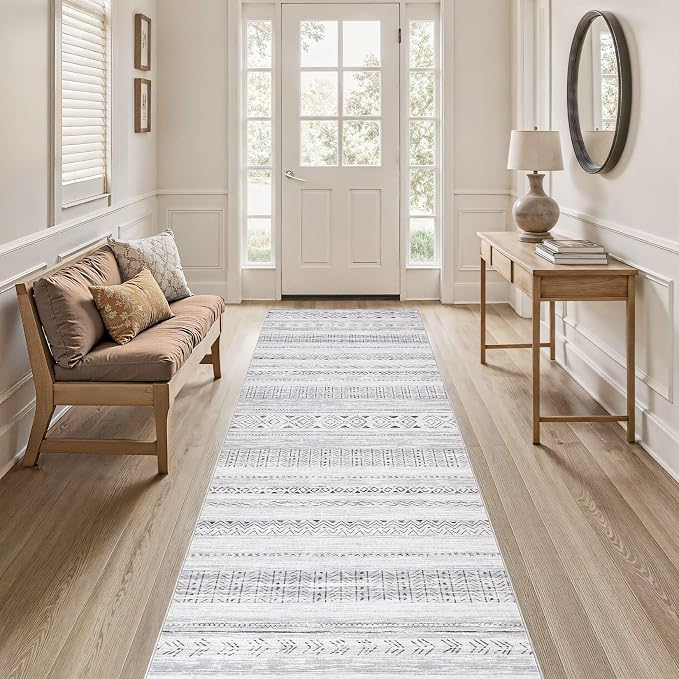 cotiled Hallway 3x10 Runner Rugs Washable Boho Rug Dark Grey | Solve Modern - Image 9